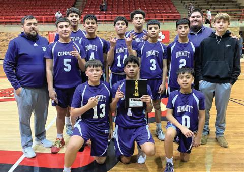 The 8th grade Dimmitt Bobcats won the Champ ionship title after beating the Lubbock Roosevelt Eagles at the Friona Jr. High Basketball Tournament on Saturday. (DISD/Dimmit Sports Media photo)