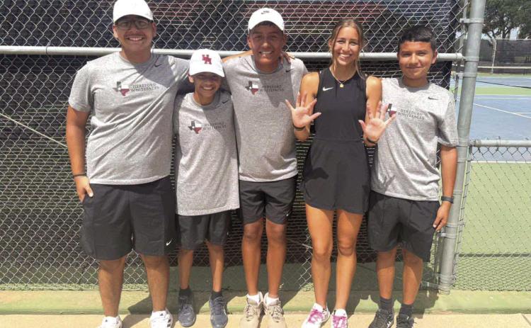 Alt Text for ImageHereford’s Tennis Team traveled to Lubbock Friday and started the day off with a 11-8 win against Lubbock High. It was a true team win, with key victories from both the boys and girls in doubles and singles. Macy Betzen clinched the 10th win of the dual with a dominant performance in singles and doubles. In the afternoon, The Herd battled hard but came up short against Lubbock Cooper, falling 7-12.