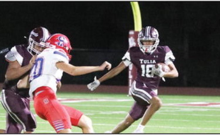 Gabriel Dominguez finds room to run after intercepting a pass Friday.