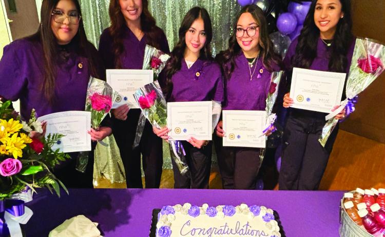 Dimmitt ISD’s Health Science Pinning Ceremony was held Tuesday. PCT (Patient Care Technician) Certified are Seniors Vianney Constantino, Ximena Terrazas, Frida Madrigal, Lauren Medeles and Yesenia Dones.