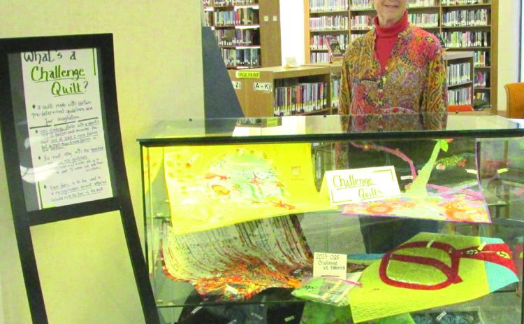 Displayer for the Month of March at Rhoads Memorial Library is Cinde (Sides) Ebeling, a member of the Ogallala Quilters Society. The Dimmitt native is showing some quilting samples that reflect various techniques and color combinations. The Ogallala Quilt Festival will be held in Dimmitt.