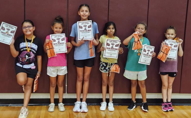 Lady Hornet Basketball Camp Grades 2-5 Kataleya Dominguez (Sweet Honey Award), Kennedi Ramirez (Hive Minded Award), Natalie Basaldua (The Busy Bee Award), Catherine Garza (Most Improved), Leddi Ramirez (Queen Bee), Xiomara Jaquez (Hornet Hustle)