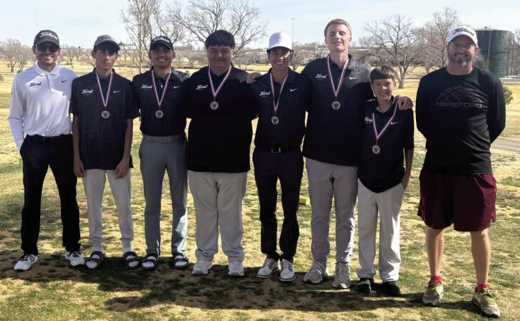 Hereford Boys Golf competed in the Raider Rumble today and finished 3rd as a team. Our golfers played in a unique format with a low ball front 9 and alternating shot back 9. Results: Kyler Stow and Corey Mendoza: 77; Hezekiah Carbajal and Cash Valdez: 79; Jayden Tijerina and Matt Zepeda: 85.