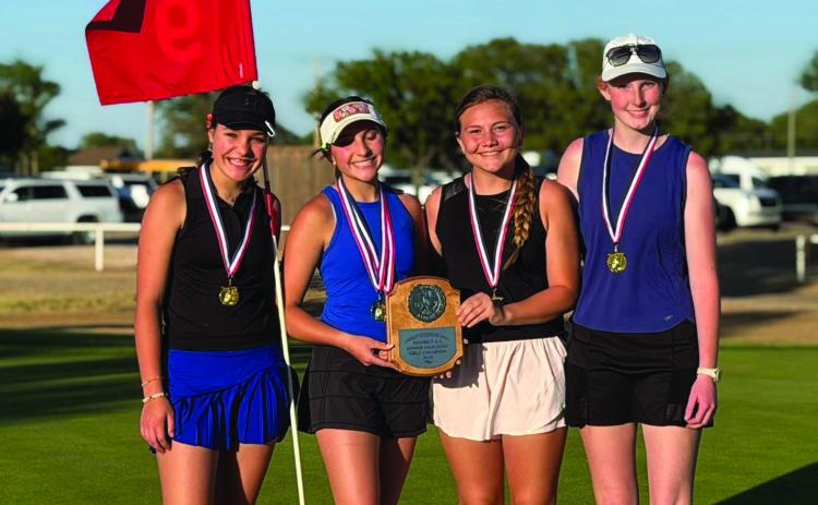 Nazareth Junior High golfers had a great day on the course at their District Meet earlier in May. Results are as follows: Girls — 1st Place Team 2nd - Chesney Farris (56) 5th - Blakely Kleman (61) 6th - Brystol Burks (62) Kennedy Wilhelm (71) Boys — 1st Place Team 1st - Ace Rowland (38) 6th - Archer Neill (54) Grayson Hartman (57) Taysen Payne (61) Kamden Osmanski (65)