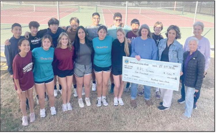 The Hereford Lions Club recently donated $500 to the Hereford High School Tennis program to support Hereford student-athletes and their dedication both on and off the court.